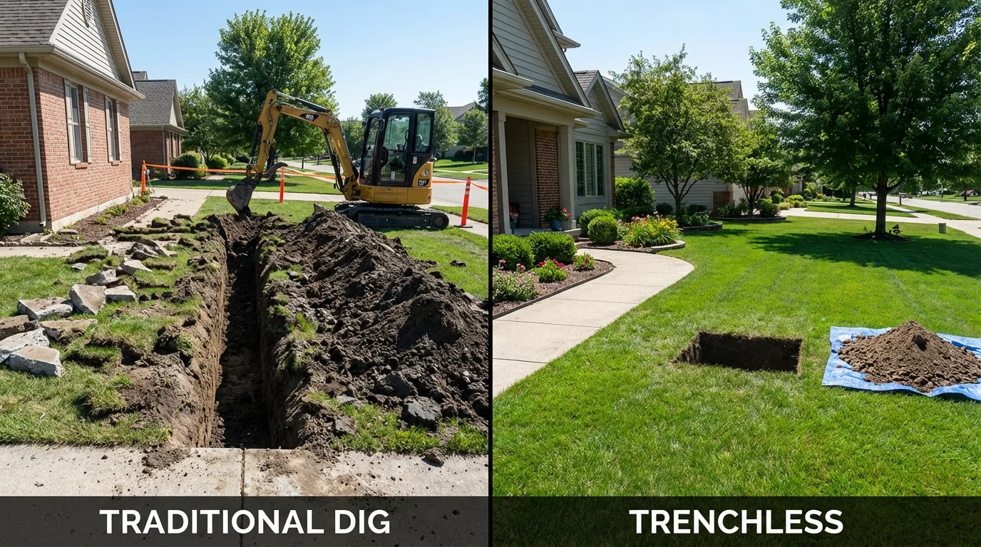Trenchless sewer repair with minimal yard damage versus traditional excavation in Albany, CA